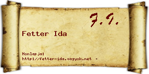 Fetter Ida névjegykártya